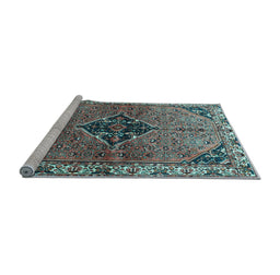 Sideview of Machine Washable Persian Light Blue Traditional Rug, wshtr192lblu