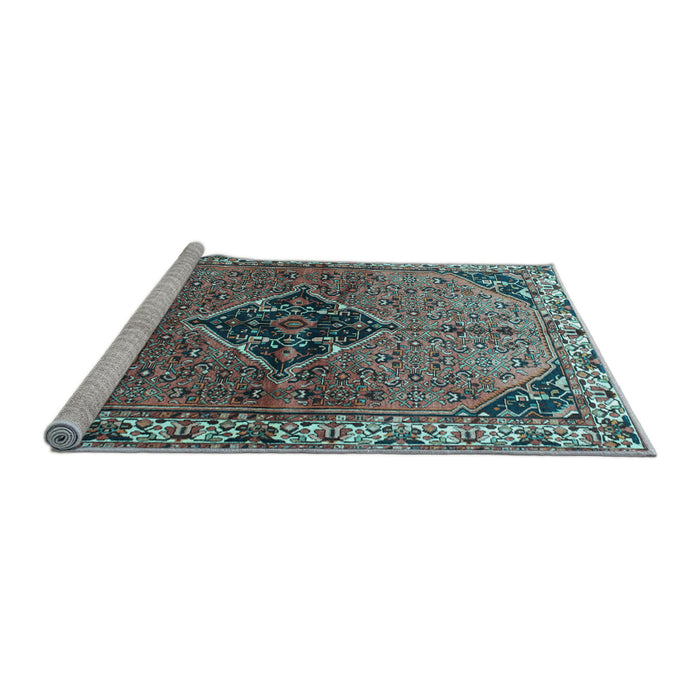 Sideview of Machine Washable Persian Light Blue Traditional Rug, wshtr192lblu