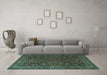 Machine Washable Persian Turquoise Traditional Area Rugs in a Living Room,, wshtr1930turq