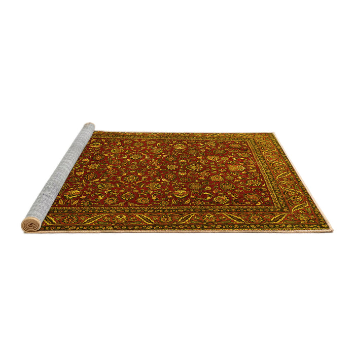 Sideview of Machine Washable Persian Yellow Traditional Rug, wshtr1930yw