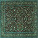 Square Machine Washable Persian Turquoise Traditional Area Rugs, wshtr1930turq