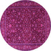 Round Machine Washable Persian Pink Traditional Rug, wshtr1930pnk