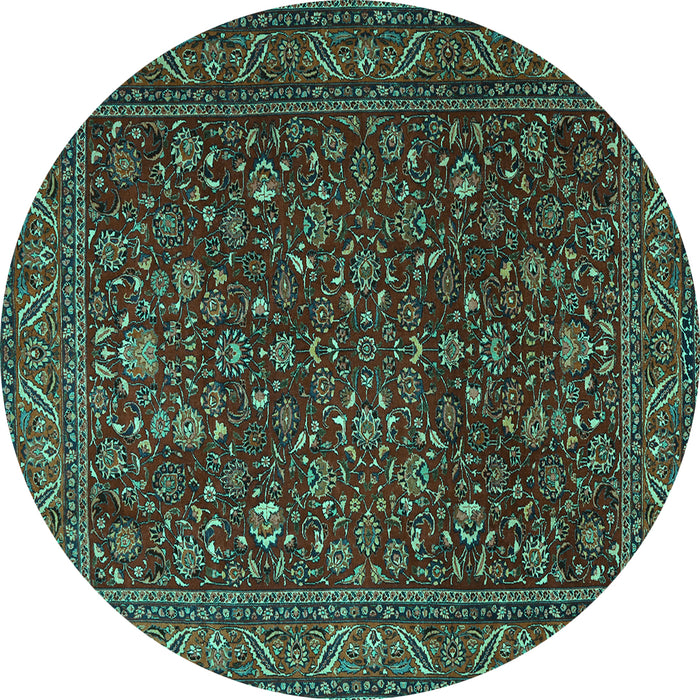 Round Persian Turquoise Traditional Rug, tr1930turq