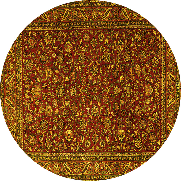 Round Persian Yellow Traditional Rug, tr1930yw