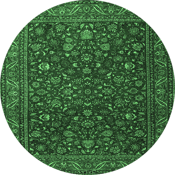 Round Persian Emerald Green Traditional Rug, tr1930emgrn