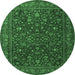 Round Persian Emerald Green Traditional Rug, tr1930emgrn
