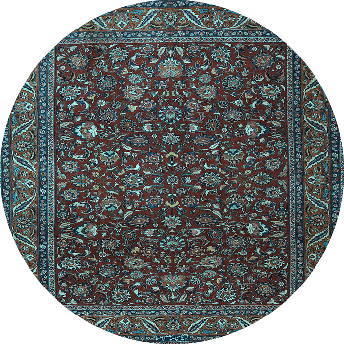 Round Persian Light Blue Traditional Rug, tr1930lblu