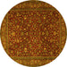 Round Machine Washable Persian Yellow Traditional Rug, wshtr1930yw