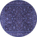 Round Machine Washable Persian Blue Traditional Rug, wshtr1930blu