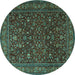 Round Machine Washable Persian Turquoise Traditional Area Rugs, wshtr1930turq