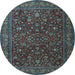 Round Machine Washable Persian Light Blue Traditional Rug, wshtr1930lblu