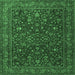 Square Machine Washable Persian Emerald Green Traditional Area Rugs, wshtr1930emgrn