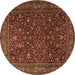 Round Persian Brown Traditional Rug, tr1930brn