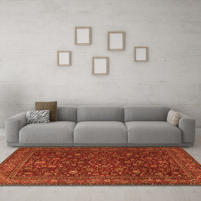 Machine Washable Persian Orange Traditional Area Rugs in a Living Room, wshtr1930org