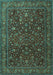 Machine Washable Persian Turquoise Traditional Area Rugs, wshtr1930turq