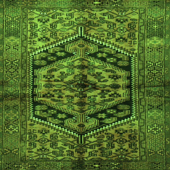 Round Machine Washable Persian Green Traditional Area Rugs, wshtr1931grn