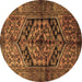 Round Persian Brown Traditional Rug, tr1931brn