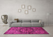 Machine Washable Persian Pink Traditional Rug in a Living Room, wshtr1931pnk