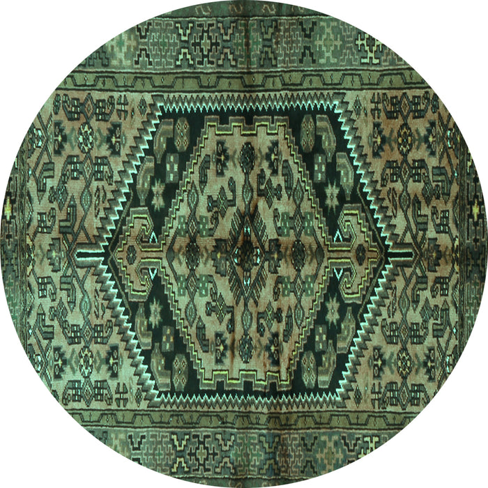 Round Persian Turquoise Traditional Rug, tr1931turq