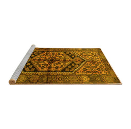Sideview of Machine Washable Persian Yellow Traditional Rug, wshtr1931yw