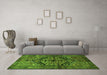 Machine Washable Persian Green Traditional Area Rugs in a Living Room,, wshtr1931grn