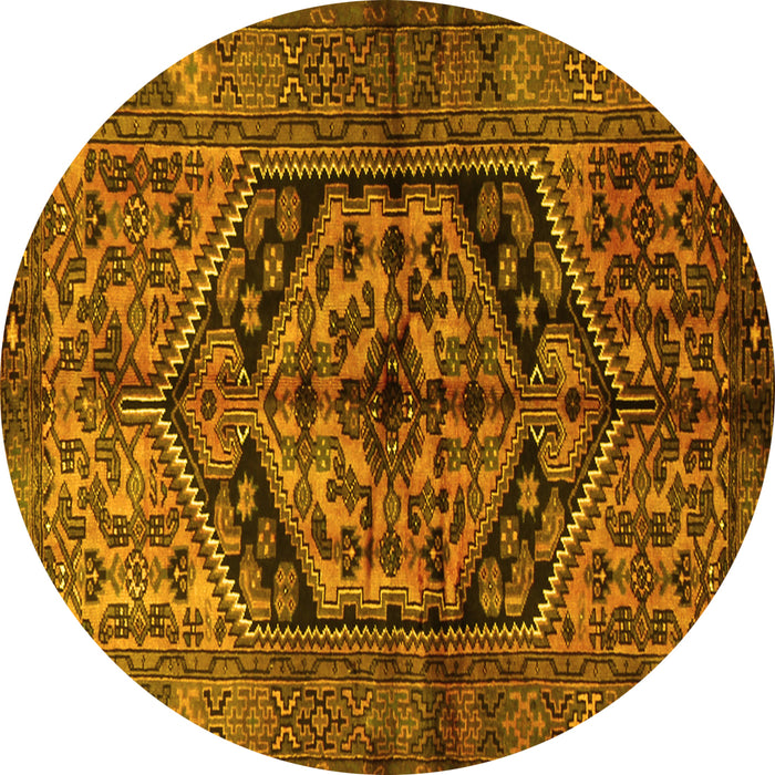 Round Persian Yellow Traditional Rug, tr1931yw