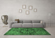 Machine Washable Persian Emerald Green Traditional Area Rugs in a Living Room,, wshtr1931emgrn