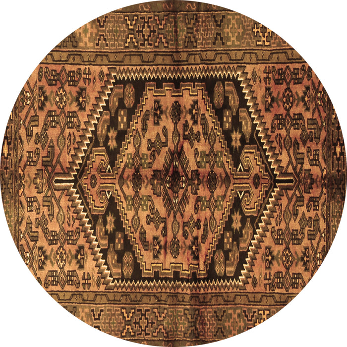 Round Machine Washable Persian Brown Traditional Rug, wshtr1931brn