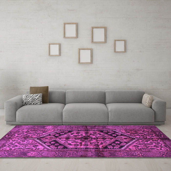 Machine Washable Persian Purple Traditional Area Rugs in a Living Room, wshtr1931pur
