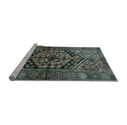 Sideview of Machine Washable Persian Light Blue Traditional Rug, wshtr1931lblu