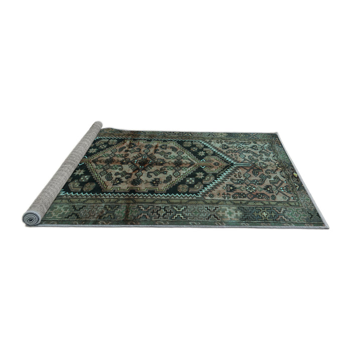 Sideview of Machine Washable Persian Light Blue Traditional Rug, wshtr1931lblu