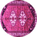 Round Machine Washable Persian Pink Traditional Rug, wshtr1932pnk