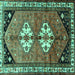 Square Machine Washable Persian Turquoise Traditional Area Rugs, wshtr1932turq