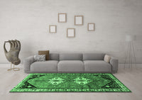 Machine Washable Persian Emerald Green Traditional Rug, wshtr1932emgrn