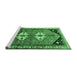 Sideview of Machine Washable Persian Emerald Green Traditional Area Rugs, wshtr1932emgrn