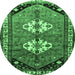Round Persian Emerald Green Traditional Rug, tr1932emgrn