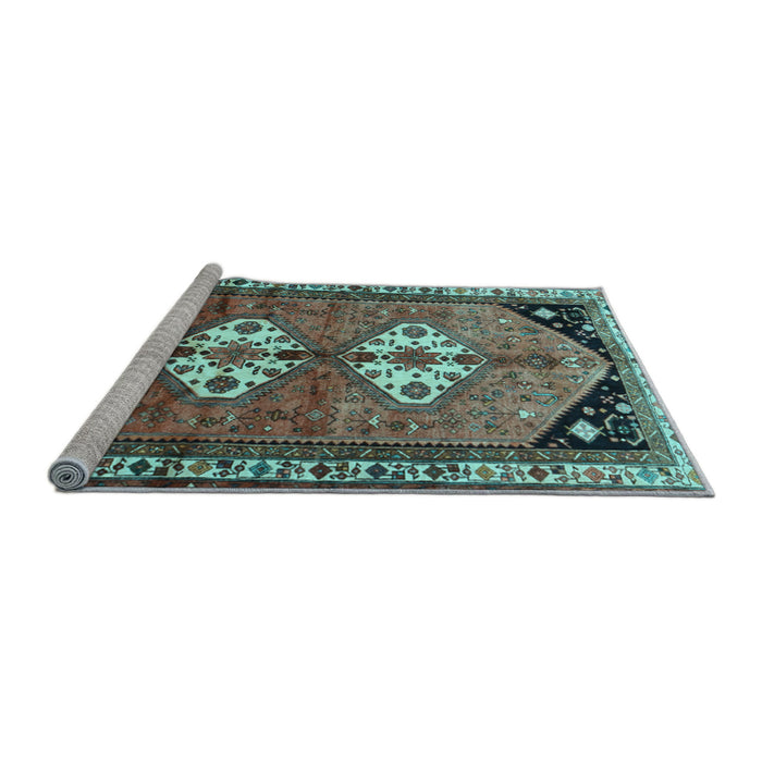 Sideview of Machine Washable Persian Light Blue Traditional Rug, wshtr1932lblu