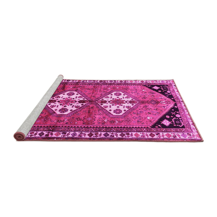 Sideview of Machine Washable Persian Pink Traditional Rug, wshtr1932pnk