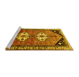 Sideview of Machine Washable Persian Yellow Traditional Rug, wshtr1932yw
