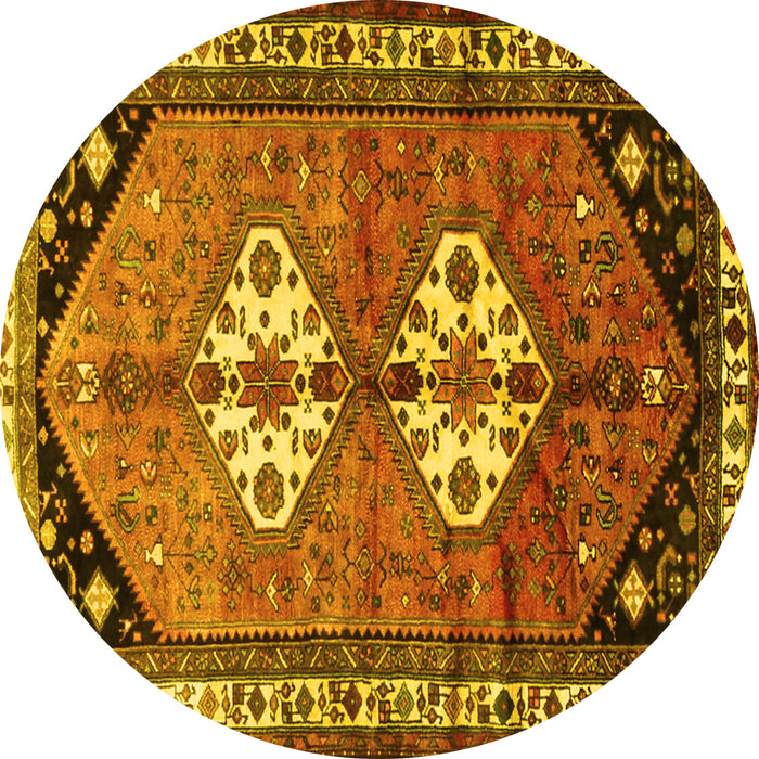Round Persian Yellow Traditional Rug, tr1932yw