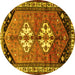 Round Persian Yellow Traditional Rug, tr1932yw