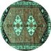 Round Machine Washable Persian Turquoise Traditional Area Rugs, wshtr1932turq