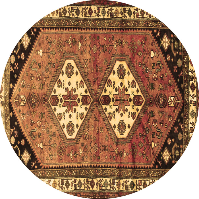 Round Persian Brown Traditional Rug, tr1932brn
