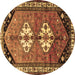 Round Persian Brown Traditional Rug, tr1932brn