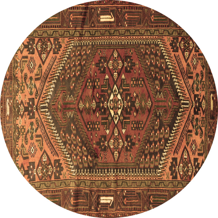 Round Machine Washable Persian Brown Traditional Rug, wshtr1933brn