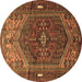 Round Machine Washable Persian Brown Traditional Rug, wshtr1933brn