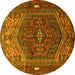 Round Machine Washable Persian Yellow Traditional Rug, wshtr1933yw