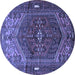 Round Machine Washable Persian Blue Traditional Rug, wshtr1933blu