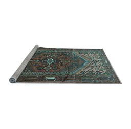 Sideview of Machine Washable Persian Light Blue Traditional Rug, wshtr1933lblu
