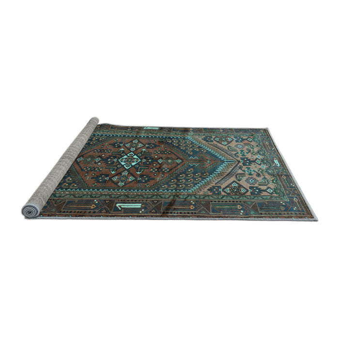 Sideview of Machine Washable Persian Light Blue Traditional Rug, wshtr1933lblu
